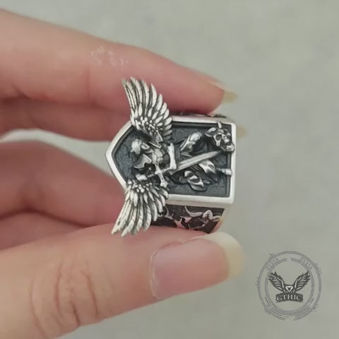 Archangel Michael Demon Slayer Sterling Silver Knight Ring