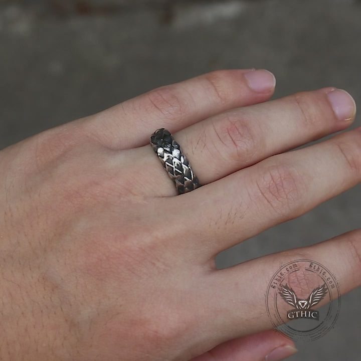 Retro Snake Scale Stainless Steel Ring