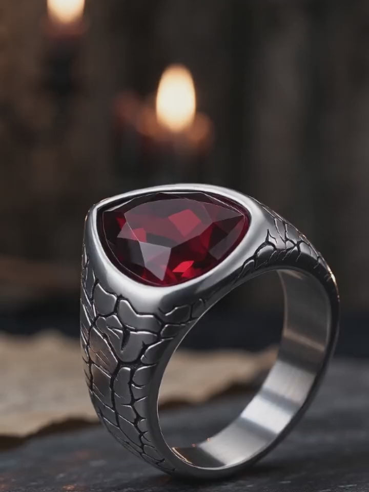 Stylish Teardrop-Shaped Gemstone Stainless Steel Ring