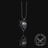 Gothic Thorn Broken Skull Sterling Silver Pendant