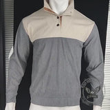 Casual Color-Blocked Stand Collar Corduroy Sweatshirt