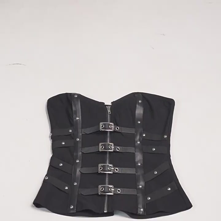 Sexy Slim Fit Fishbone Leather Buttoned Tube Top