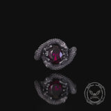 Vintage Two Dragons Playing With Gem Sterling Silver Ring