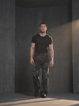 Dark High-Street Graffiti Pattern Flared Jeans