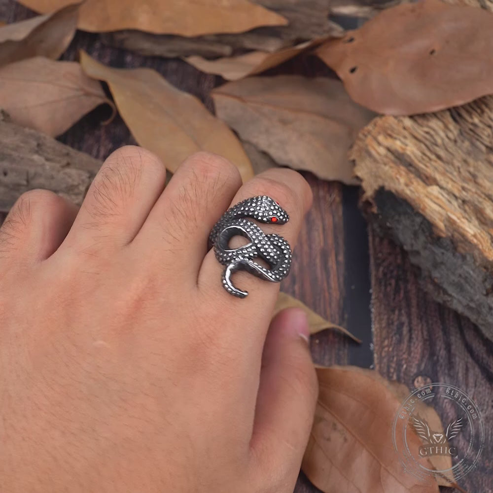 Red Eye Snake Stainless Steel Animal Ring