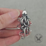 Octopus Skull Gothic Sterling Silver Pendant