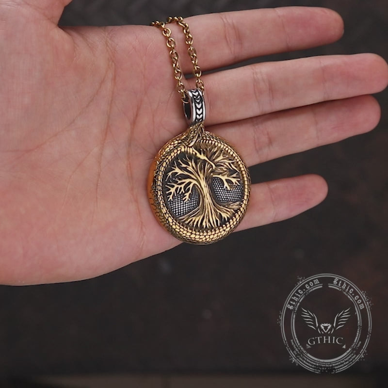 Viking Ouroboros Tree Of Life Stainless Steel Pendant