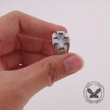 Vintage White Shell Cross Stainless Steel Ring