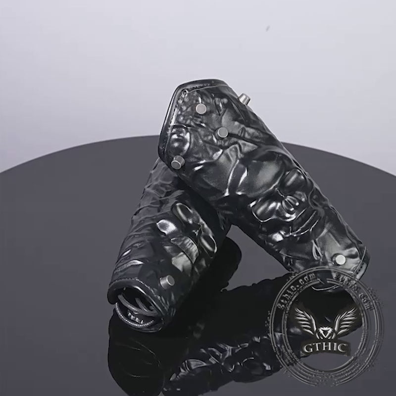 Gothic Skull Head Halloween PU Leather Bracers