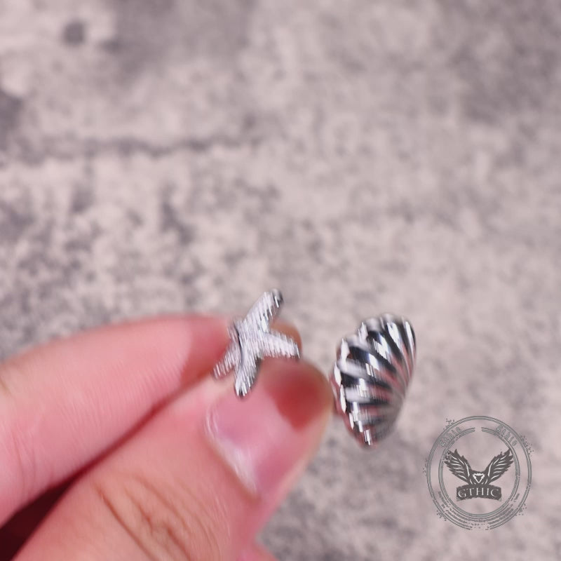 Fashion Starfish Shell Stainless Steel Open Ring