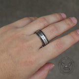 Viking Runes Gem-set Stainless Steel Band Ring