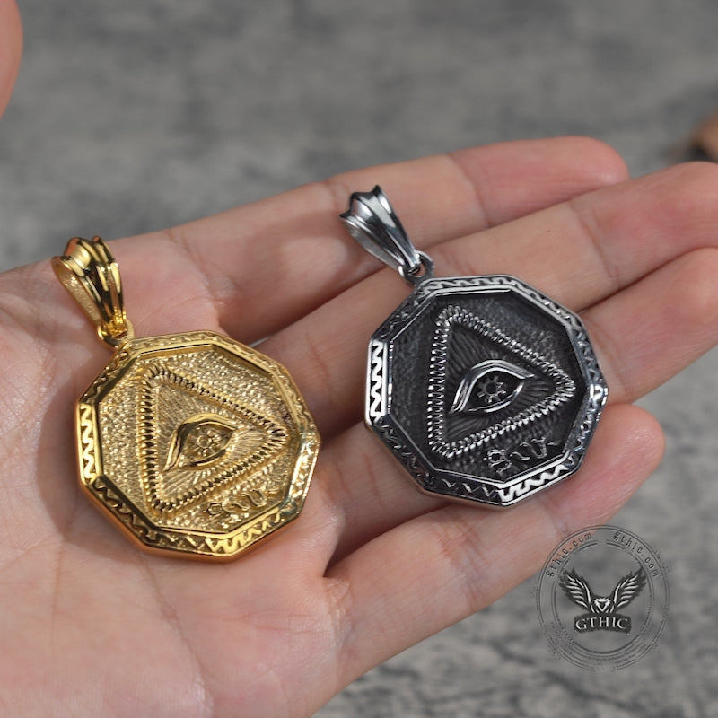 Vintage Eye of Providence Stainless Steel Pendant