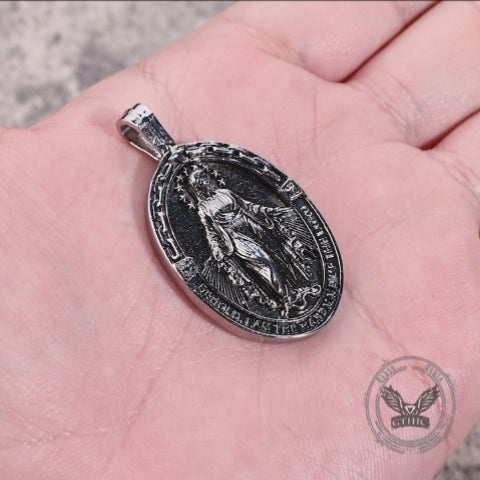 Vintage Virgin Mary Stainless Steel Religion Pendant