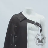 Medieval Steampunk Long One-Shoulder Cloak