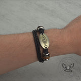 Vintage WWJD Letter Pattern Leather Snap-On Bracelet