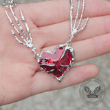 Skeleton Hands Red Heart Alloy Choker Necklace