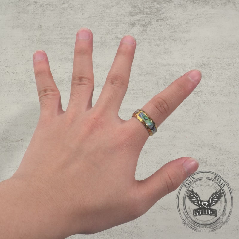 Anillo vikingo con concha de acero inoxidable del árbol de la vida