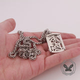 Vintage Rotatable Gear Stainless Steel Square Pendant