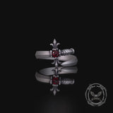 Vintage Curved Sword Gem Sterling Silver Ring