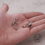 Silver 4 Pointed Star Alloy Drop Earrings