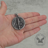 Vintage Viking Rune Odin Raven Stainless Steel Pendant