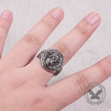 Viking Celtic Knot Odin Head Stainless Steel Ring