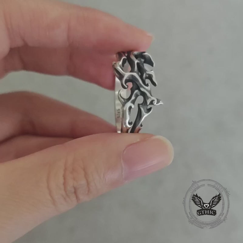 Gothic Flame Sterling Silver Hollow Ring