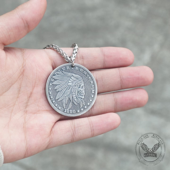 Indian Chief Hobo Nickel Skull Pendant