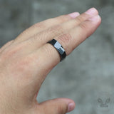 Rectangular Faceted Engagement Ceramic Ring