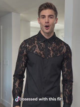 Versatile Distinctive Lace Paneling Long-Sleeve Shirt
