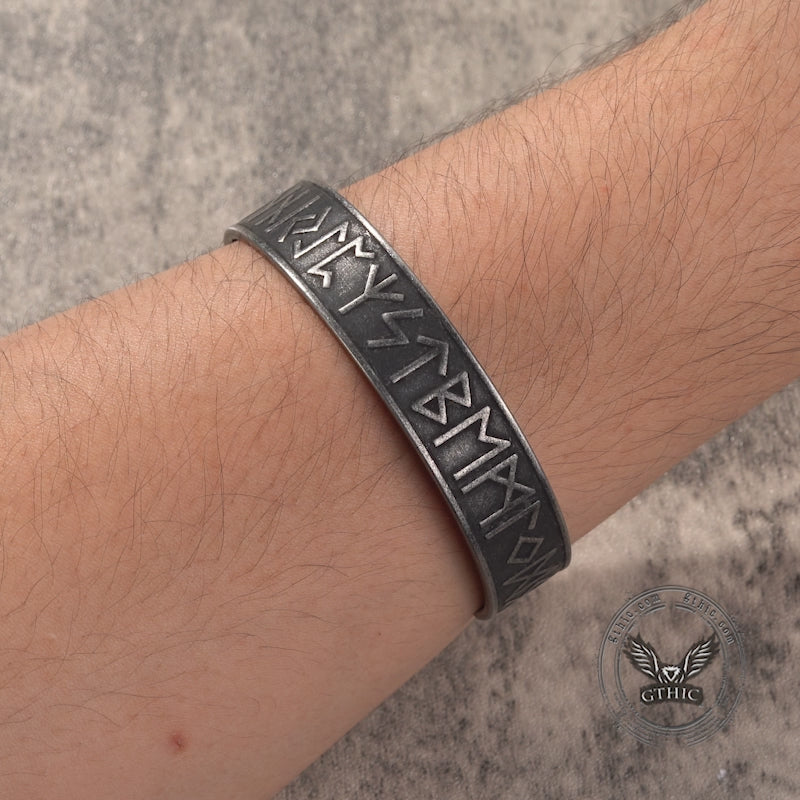 Nordic Rune Stainless Steel Viking Cuff Bracelet