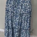 Stylish Floral Three-Tiered Patchwork A-Line Maxi Skirt
