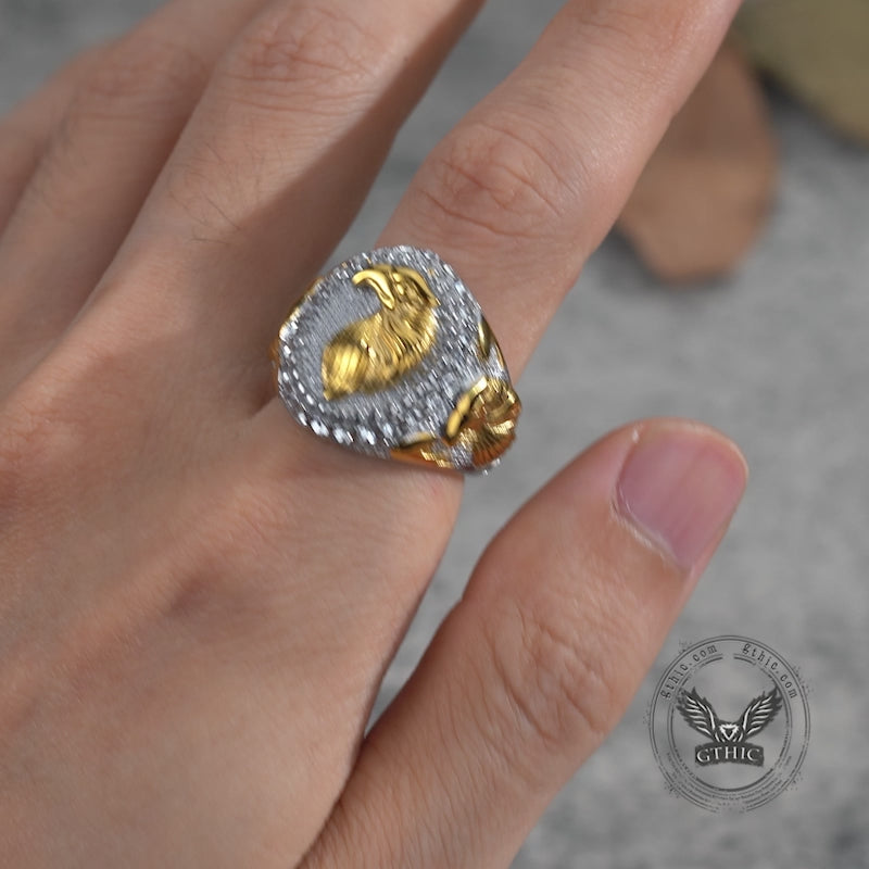 Hip Hop Eagle Rhinestone Stainless Steel Animal Ring