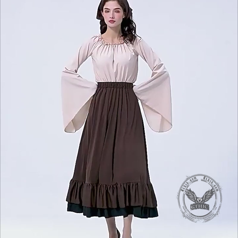 Medieval Ruffled Maxi Skirt Set Halloween Costume