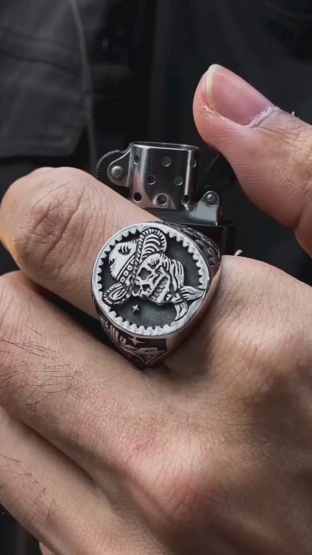 Punk Cowboy Skull Stainless Steel Ring
