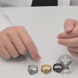 Hexagram Blue Gemstone-Set Stainless Steel Ring