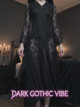 Dark Retro-Style Hooded Mesh Medieval Dress