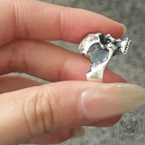 Gothic Half Skull Face Sterling Silver Ring