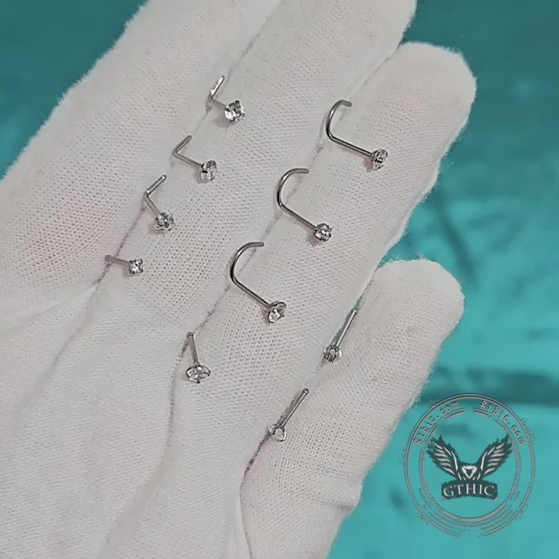 Simple Zircon Inlaid G23 Titanium Nose Stud