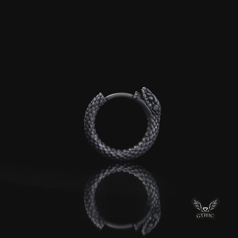 Snake Ouroboros Sterling Silver Huggie Earrings