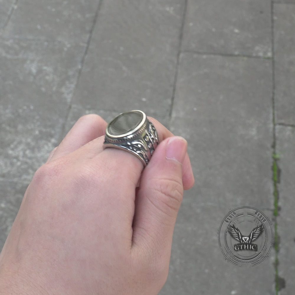 Flower Vine Polka Dot Stainless Steel Ring