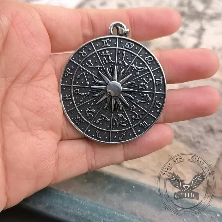 Sun Sigil 12 Zodiac Stainless Steel Pendant