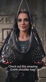 Skull Studs Large-Capacity Shoulder PU Leather Handbag