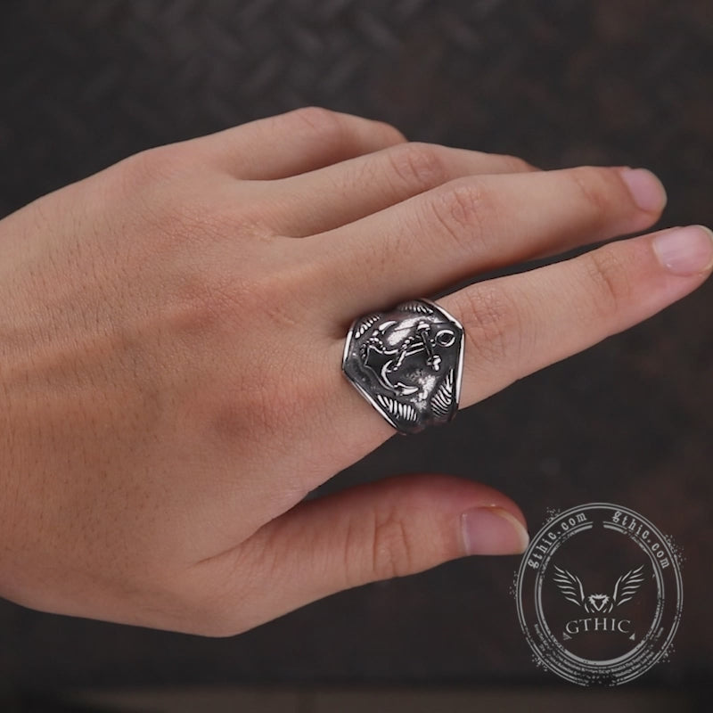 Anillo marino de acero inoxidable Anchor Eagles