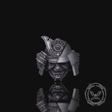 Vintage Asymmetric Samurai Oni Mask Sterling Silver Ring
