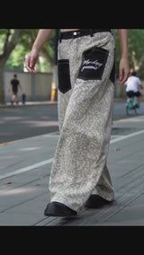 Pantaloni punk da uomo in cotone con stampa teschio patch
