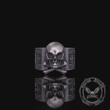 Gothic Skull Bone Cross Sterling Silver Ring