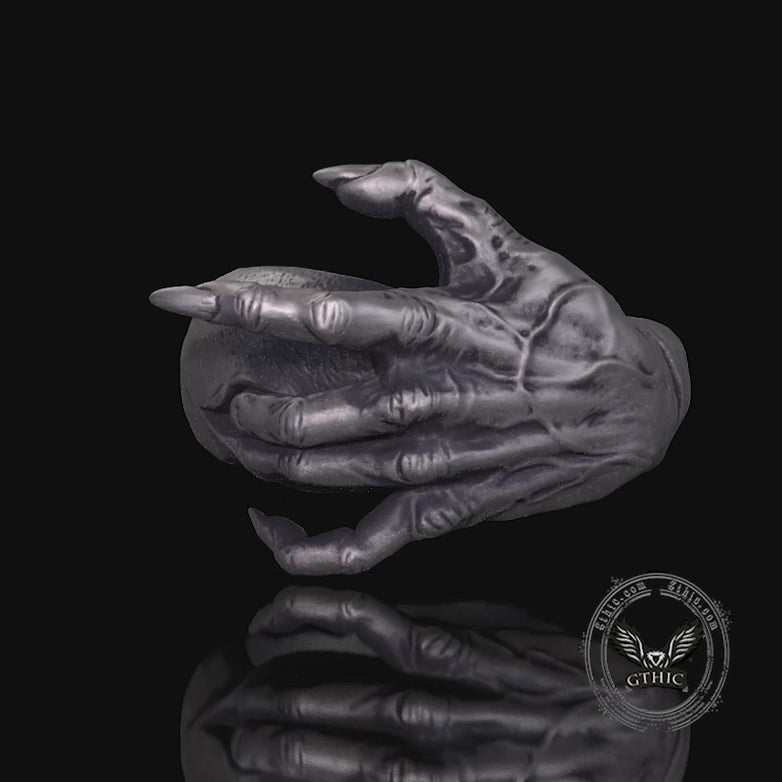 Gothic Evil Devil Hand Sterling Silver Ring