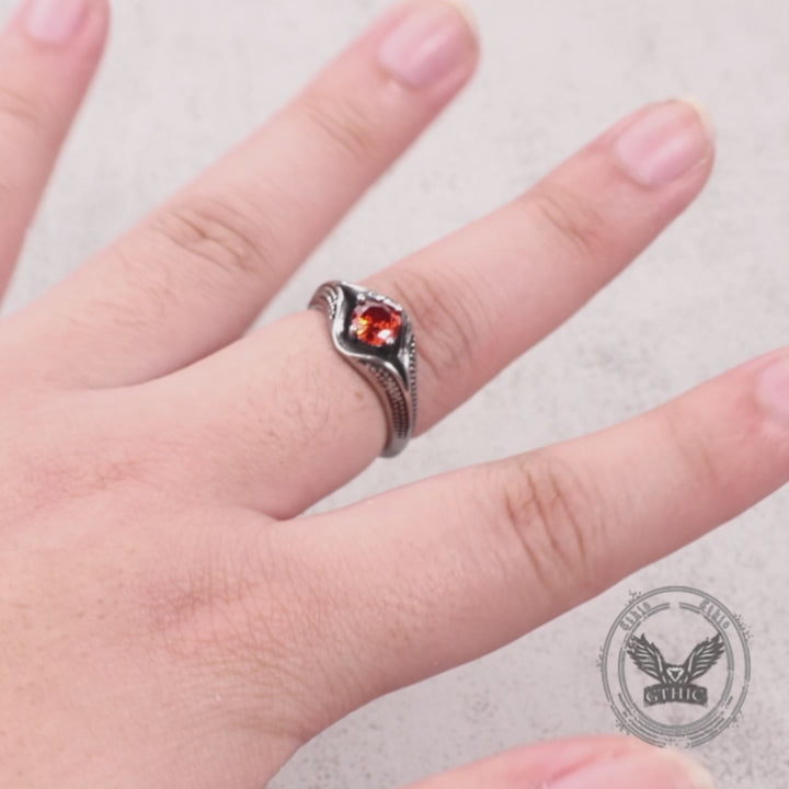 Simple Gemstone Eye Design Stainless Steel Ring