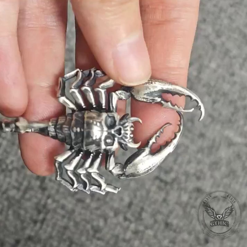 Horrible Skull Faced Scorpion Sterling Silver Pendant